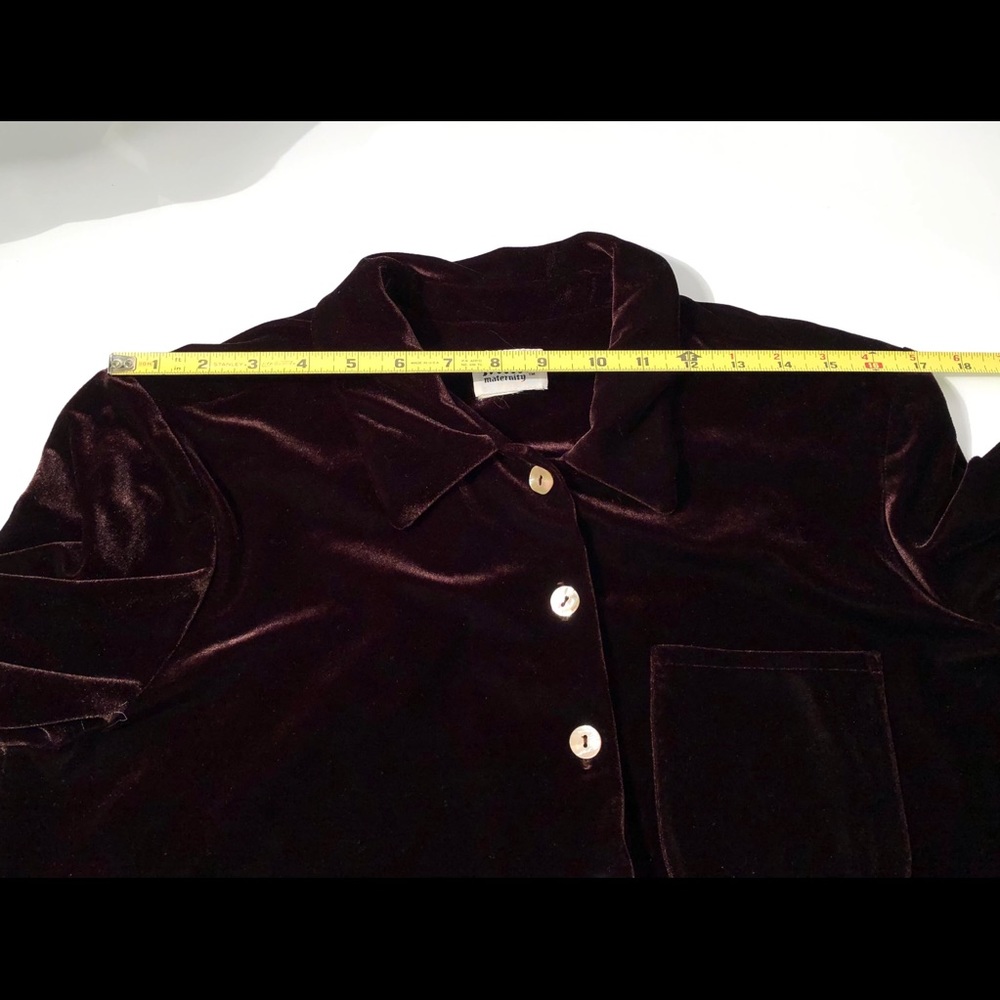 Mimi Maternity Button Down Blouse Brown Velvet M-L - image 6